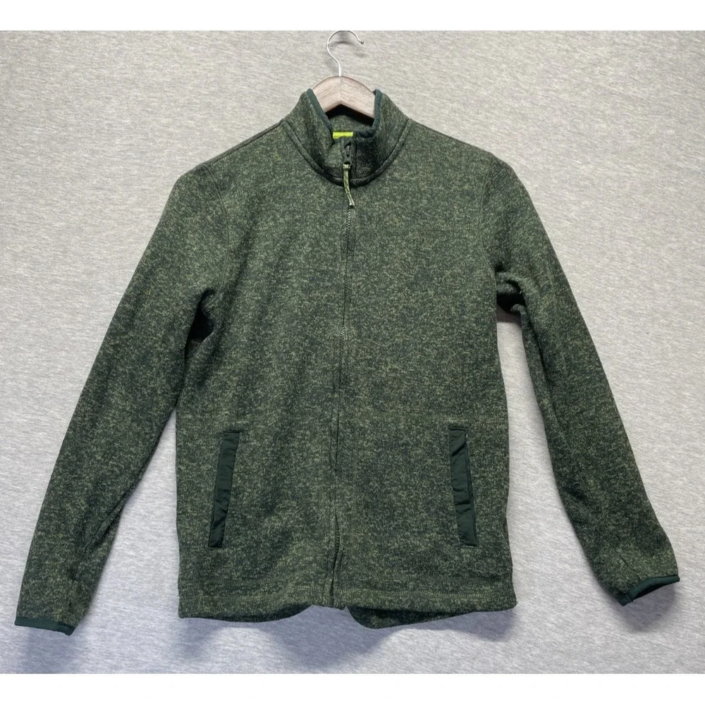 Old Navy Fleece Jacket Youth XL (14-16) Olive Green Space Dye Mock Neck Full Zip